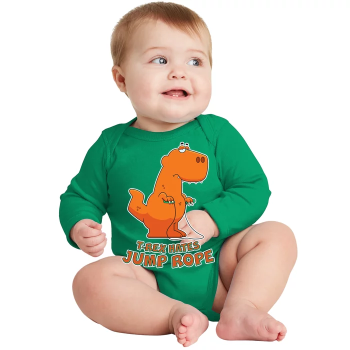 T-Rex Hates Jump Rope Baby Long Sleeve Bodysuit