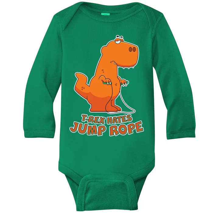 T-Rex Hates Jump Rope Baby Long Sleeve Bodysuit