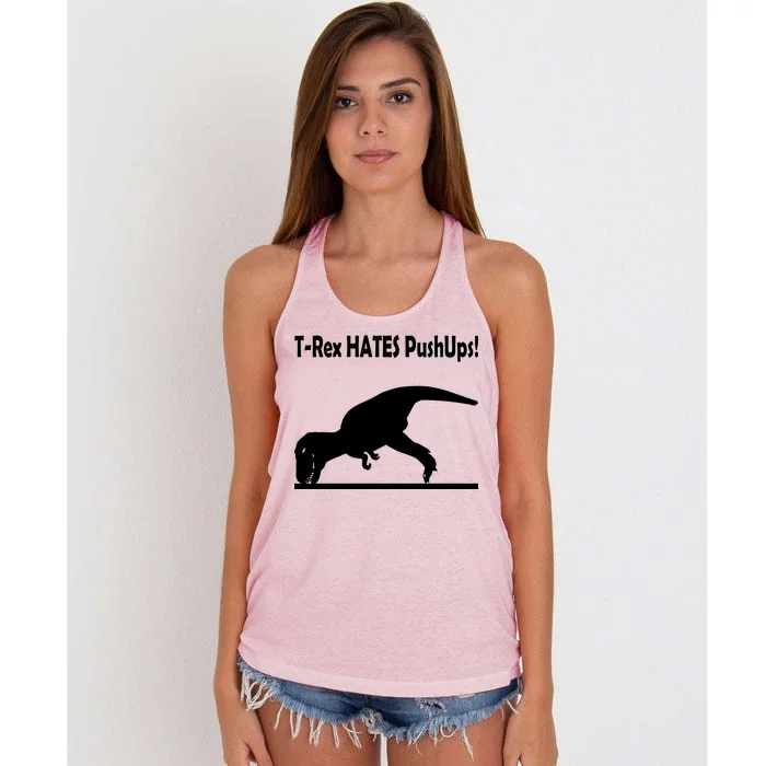 T-Rex Hates Push-Ups Women's Knotted Racerback Tank