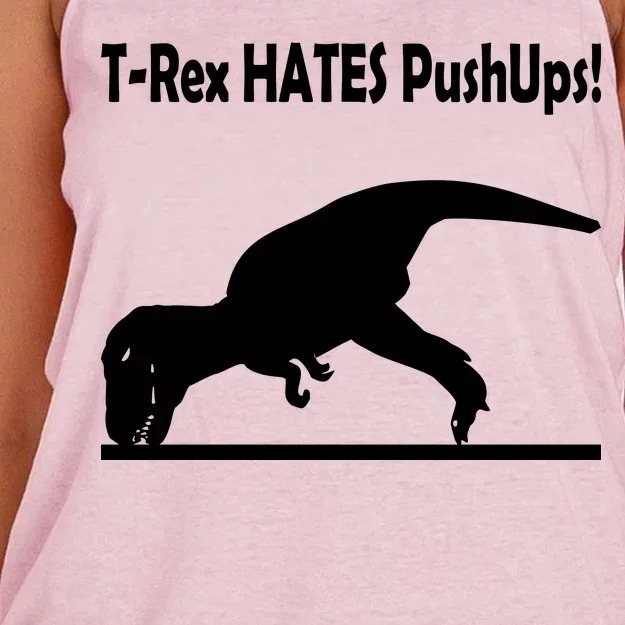 T-Rex Hates Push-Ups Women's Knotted Racerback Tank