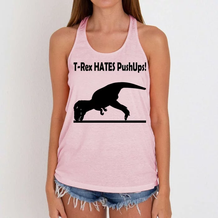 T-Rex Hates Push-Ups Women's Knotted Racerback Tank