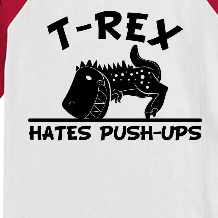 T-Rex Hates Push-Ups Funny Fitness Gym Design Kids Colorblock Raglan Jersey