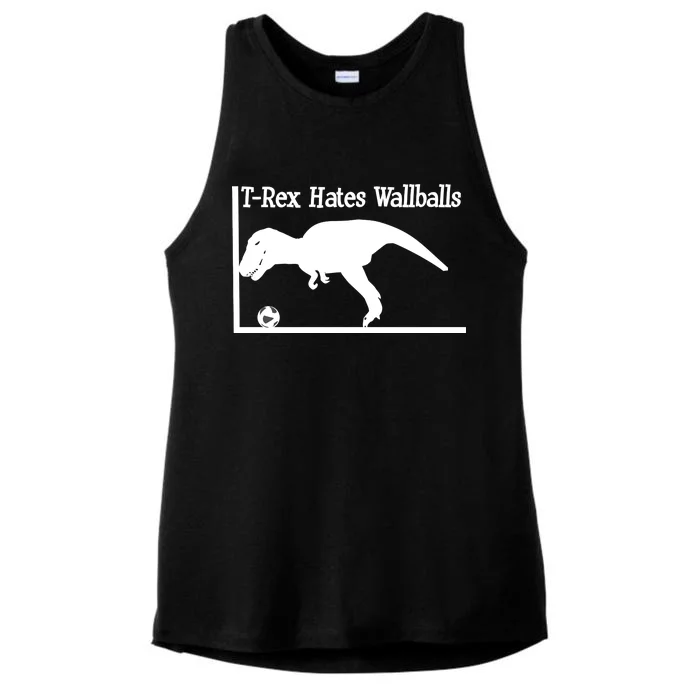 T-Rex Hates Wallballs Ladies Tri-Blend Wicking Tank