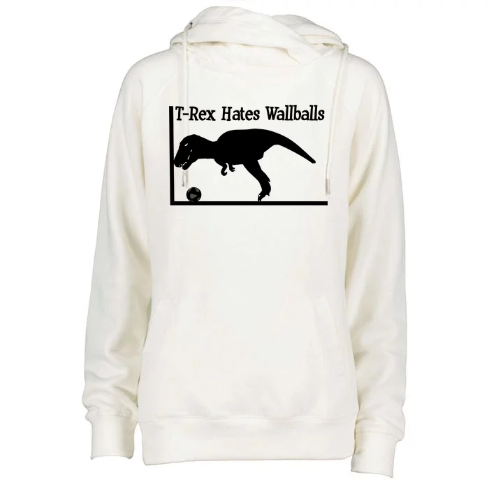 T-Rex Hates Wallballs Womens Funnel Neck Pullover Hood