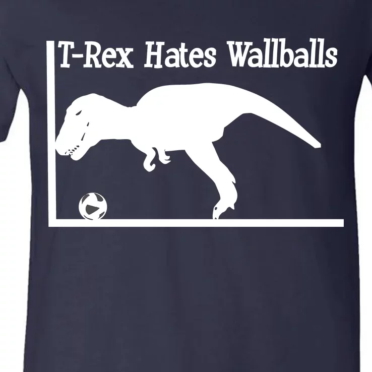 T-Rex Hates Wallballs V-Neck T-Shirt