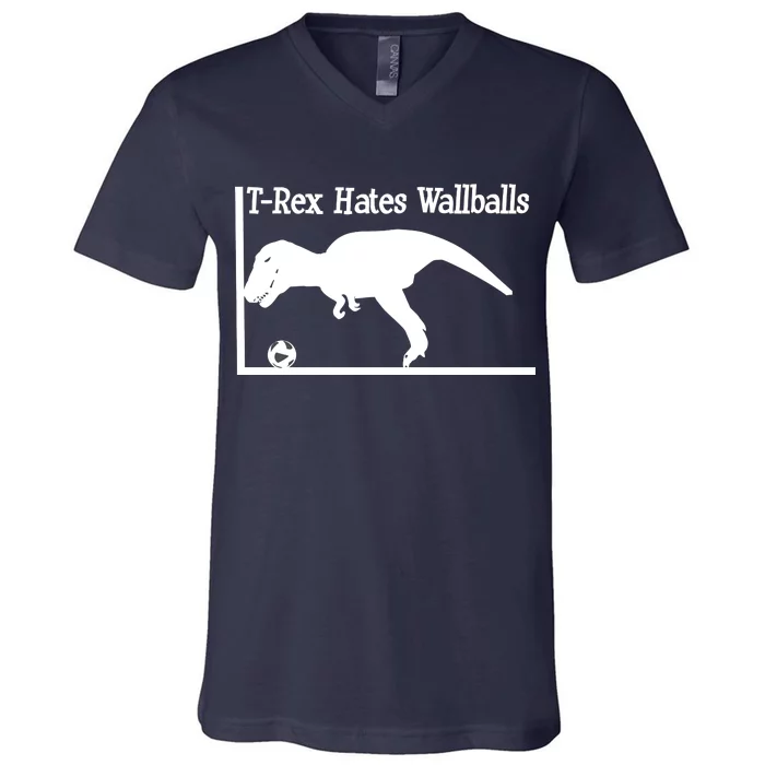 T-Rex Hates Wallballs V-Neck T-Shirt