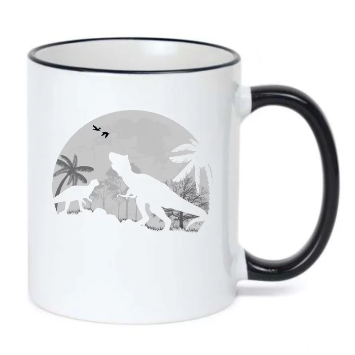 T-Rex In The Moon Black Color Changing Mug