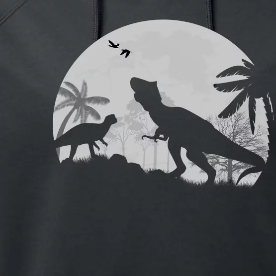 T-Rex In The Moon Performance Fleece Hoodie