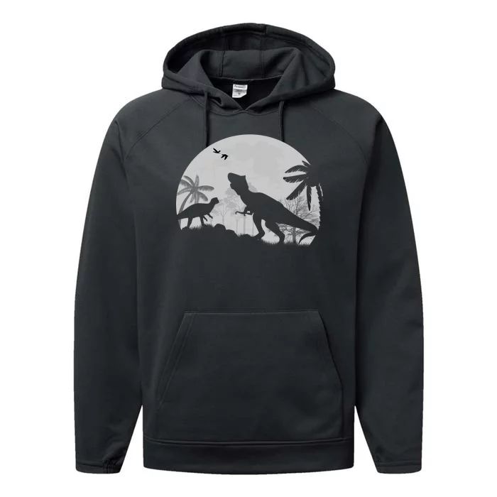 T-Rex In The Moon Performance Fleece Hoodie