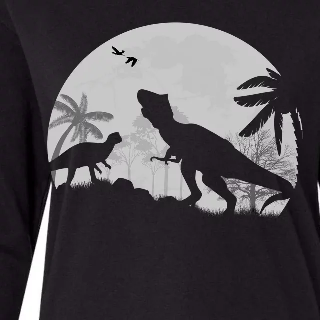 T-Rex In The Moon Womens Cotton Relaxed Long Sleeve T-Shirt