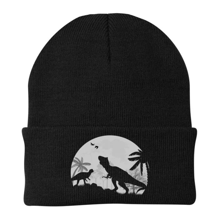 T-Rex In The Moon Knit Cap Winter Beanie