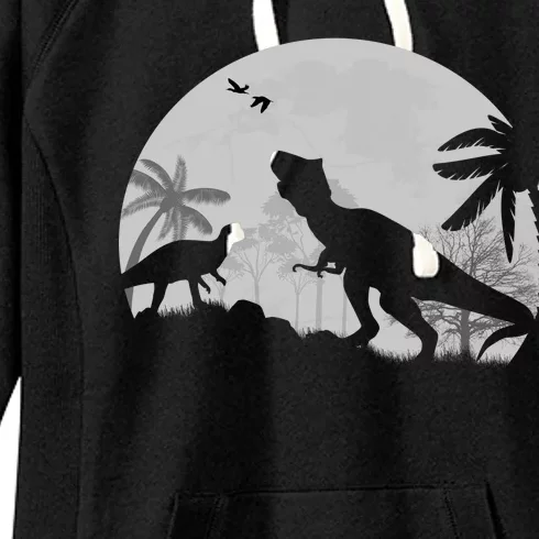 T-Rex In The Moon Women's Fleece Hoodie