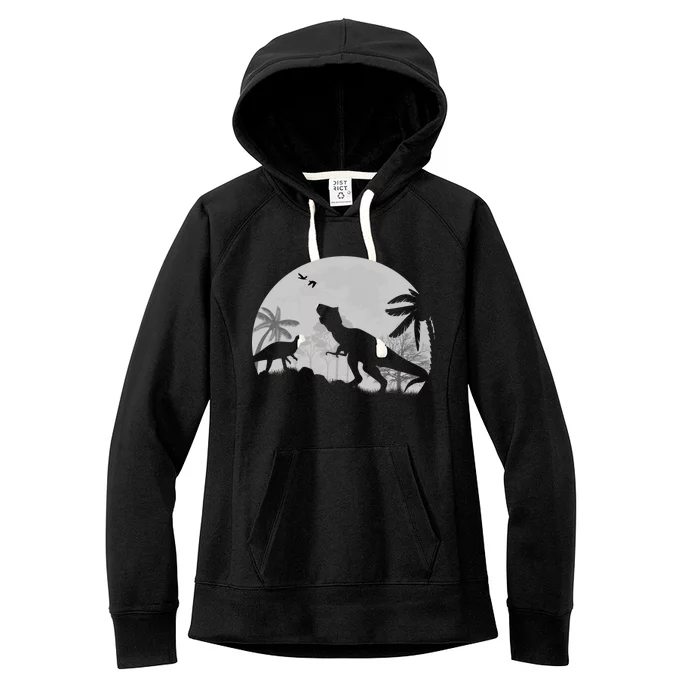 T-Rex In The Moon Women's Fleece Hoodie