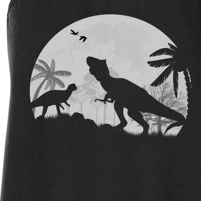 T-Rex In The Moon Women's Racerback Tank