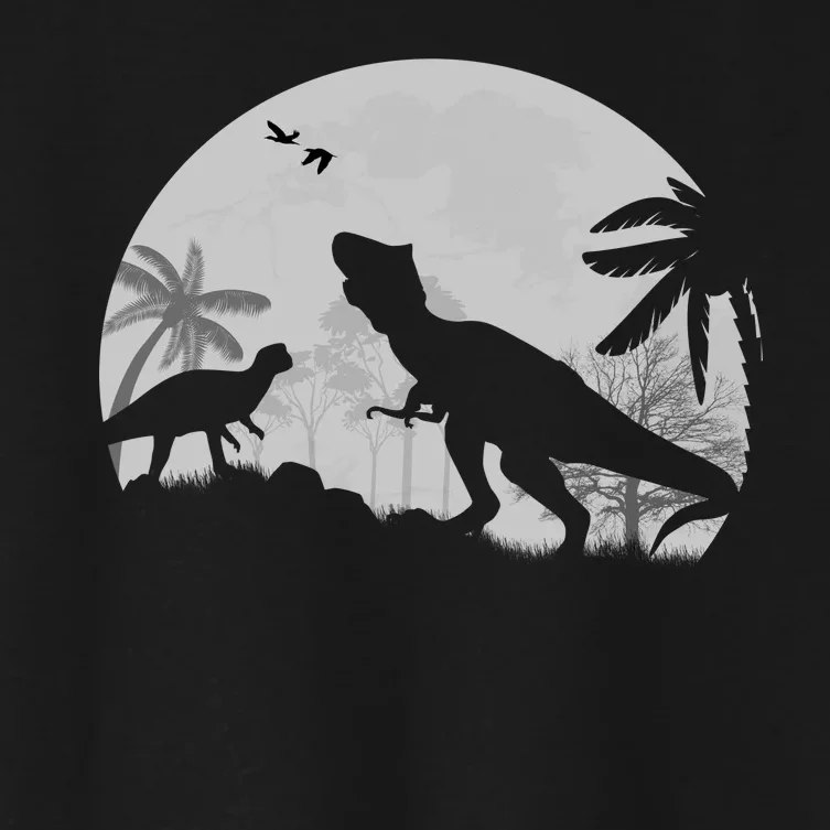 T-Rex In The Moon Women's Crop Top Tee