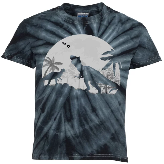 T-Rex In The Moon Kids Tie-Dye T-Shirt