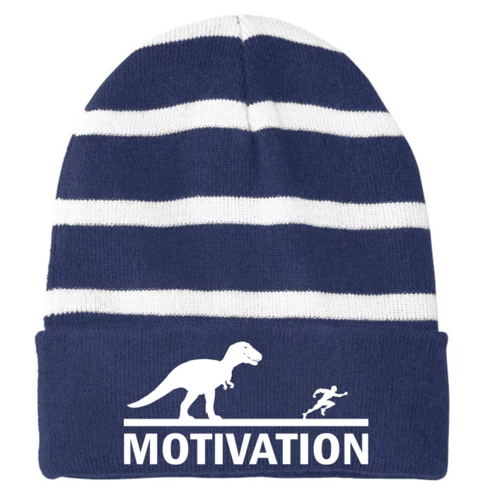 T-Rex Motivation Striped Beanie with Solid Band