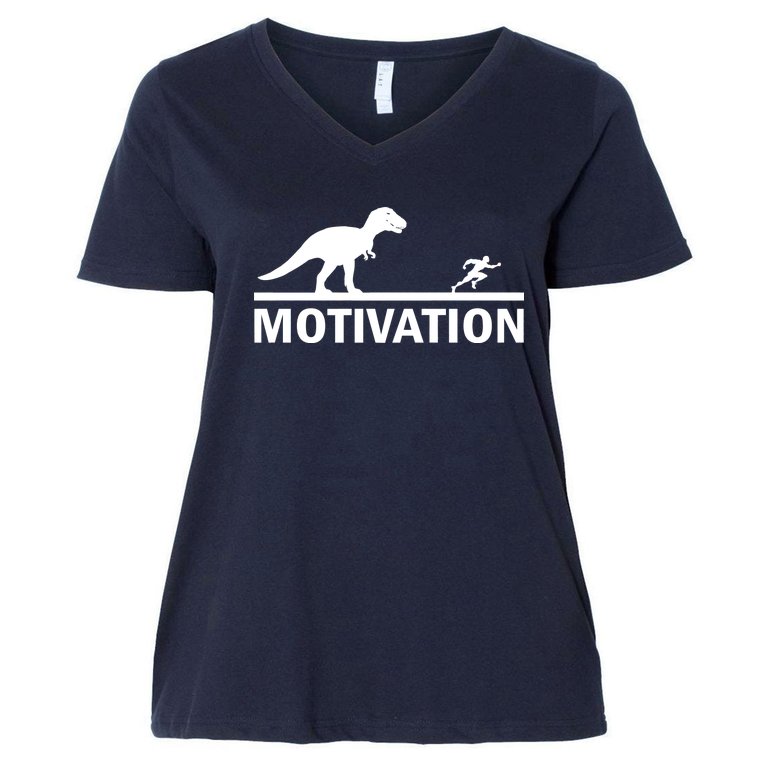 T-Rex Motivation Women's V-Neck Plus Size T-Shirt