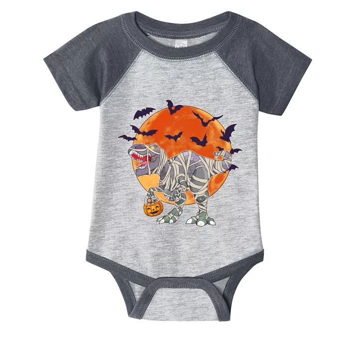 T-Rex Mummy Attack Spooky Halloween Infant Baby Jersey Bodysuit