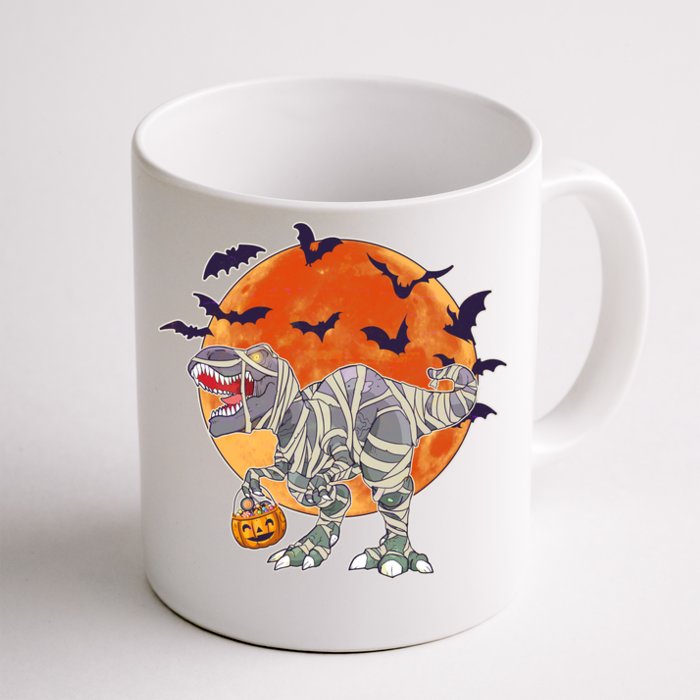 T-Rex Mummy Attack Spooky Halloween Front & Back Coffee Mug