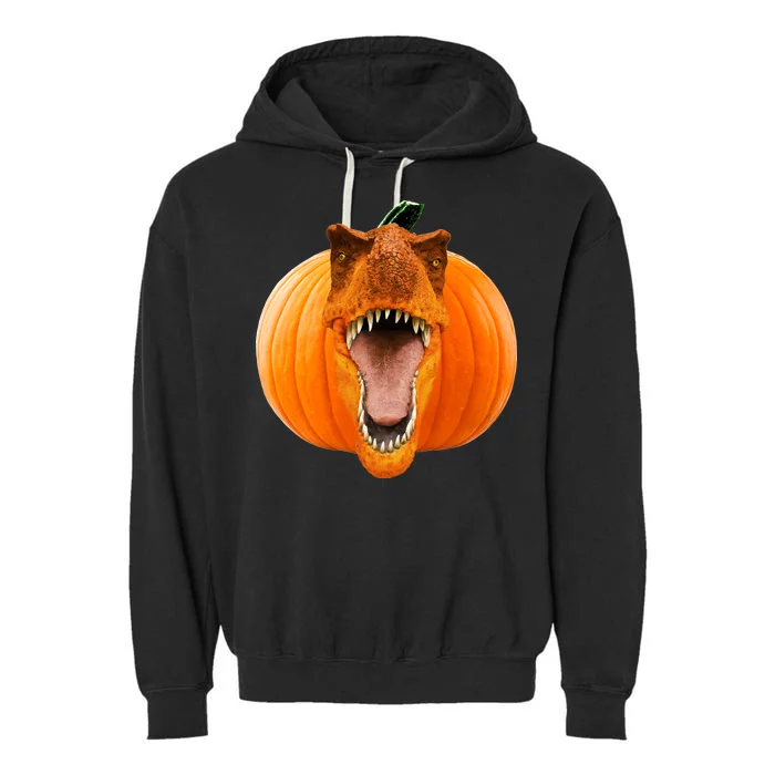 T-REX Pumpkin Face Garment-Dyed Fleece Hoodie