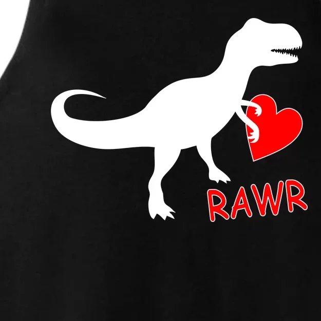 T-Rex Rawr Heart Dinosaur Valentine's Day Ladies Tri-Blend Wicking Tank