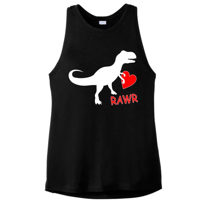 T-Rex Rawr Heart Dinosaur Valentine's Day Ladies Tri-Blend Wicking Tank