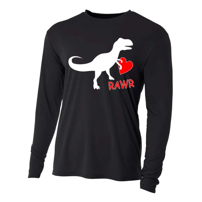 T-Rex Rawr Heart Dinosaur Valentine's Day Cooling Performance Long Sleeve Crew