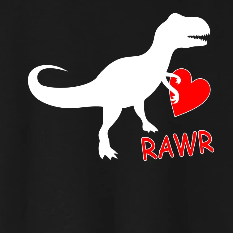 T-Rex Rawr Heart Dinosaur Valentine's Day Women's Crop Top Tee