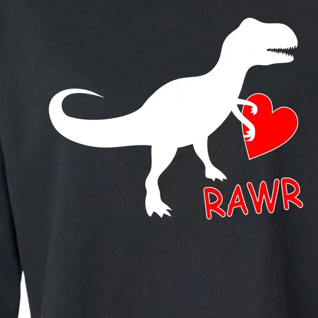 T-Rex Rawr Heart Dinosaur Valentine's Day Cropped Pullover Crew