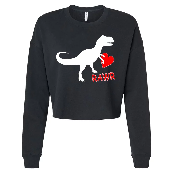 T-Rex Rawr Heart Dinosaur Valentine's Day Cropped Pullover Crew