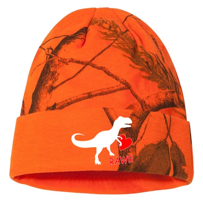 T-Rex Rawr Heart Dinosaur Valentine's Day Kati - 12in Camo Beanie