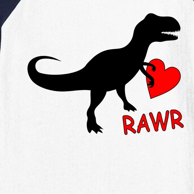 T-Rex Rawr Heart Dinosaur Valentine's Day Baseball Sleeve Shirt