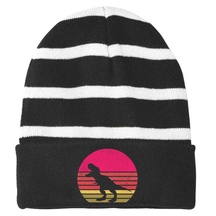 T-Rex Retro Striped Beanie with Solid Band