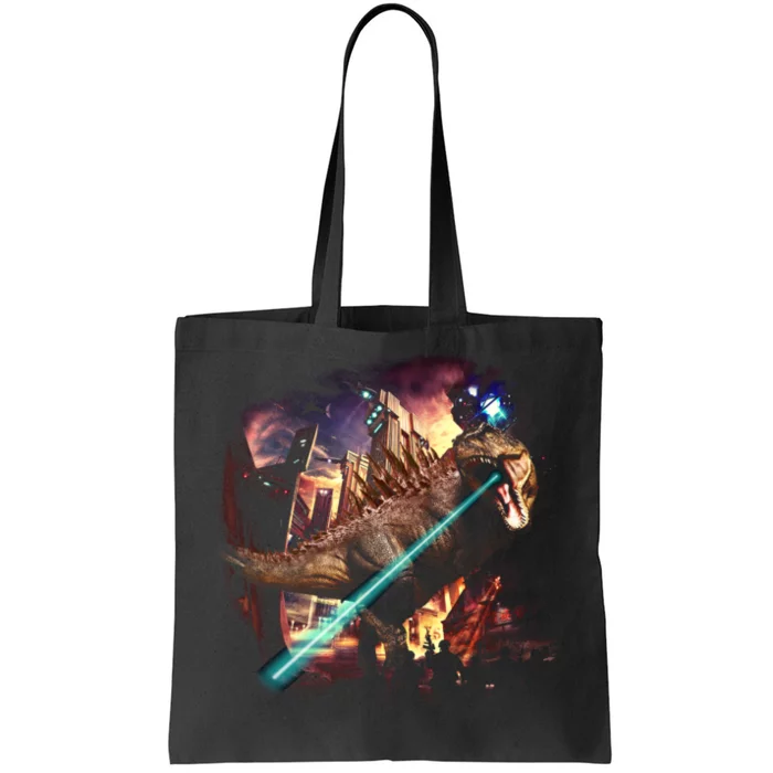 T-Rex Rexzilla Lazer Burning City Tote Bag