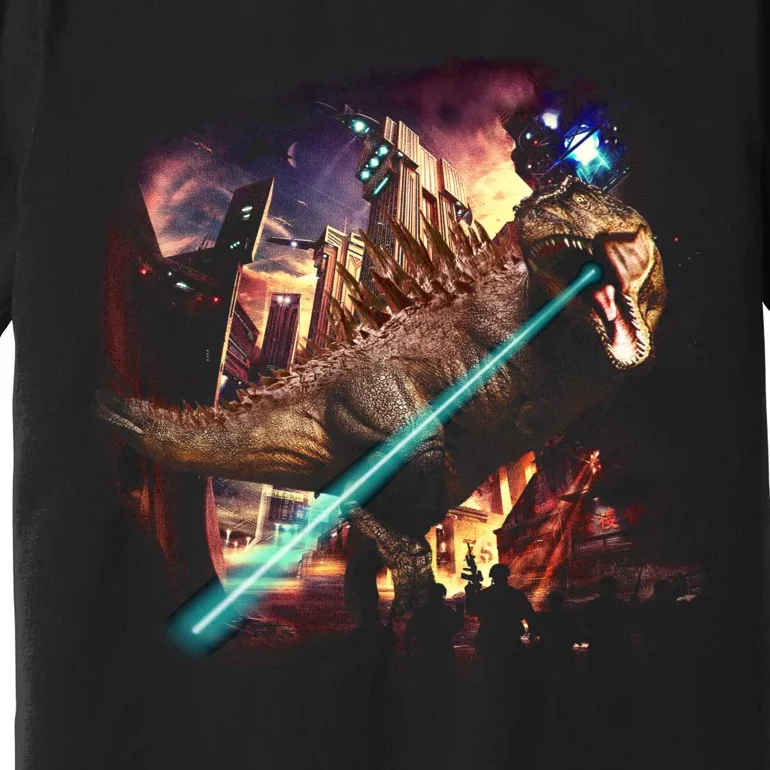 T-Rex Rexzilla Lazer Burning City Premium T-Shirt