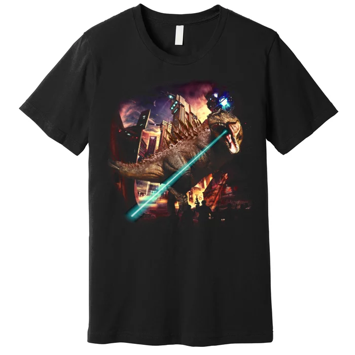 T-Rex Rexzilla Lazer Burning City Premium T-Shirt