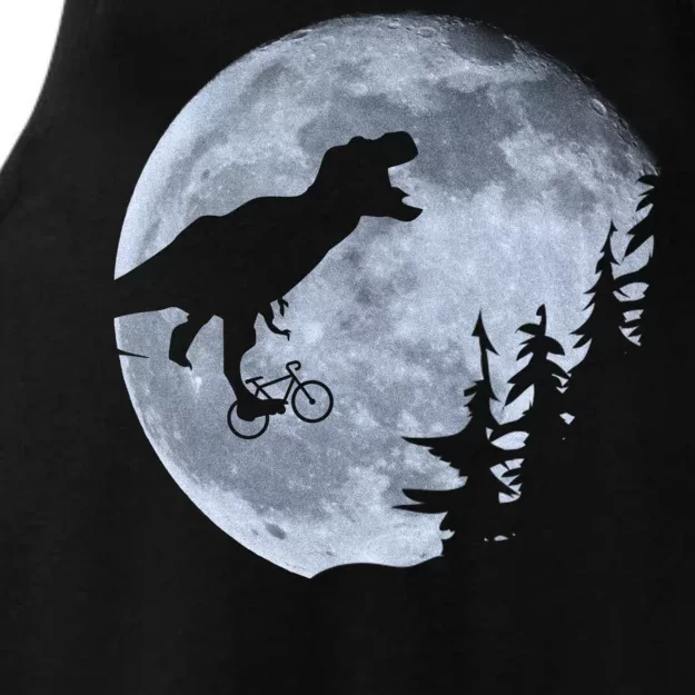 T-Rex Riding To The Moon Ladies Tri-Blend Wicking Tank