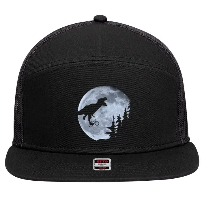 T-Rex Riding To The Moon 7 Panel Mesh Trucker Snapback Hat