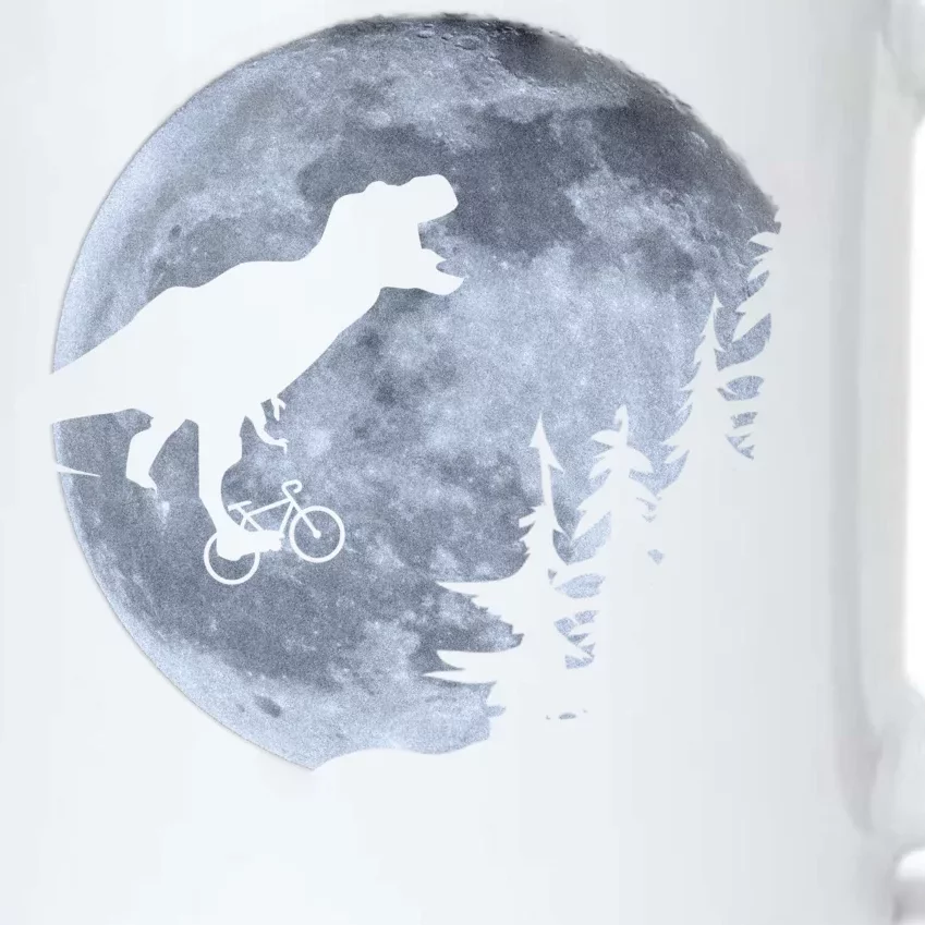 T-Rex Riding To The Moon Black Color Changing Mug