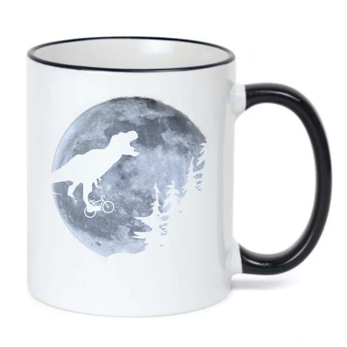 T-Rex Riding To The Moon Black Color Changing Mug