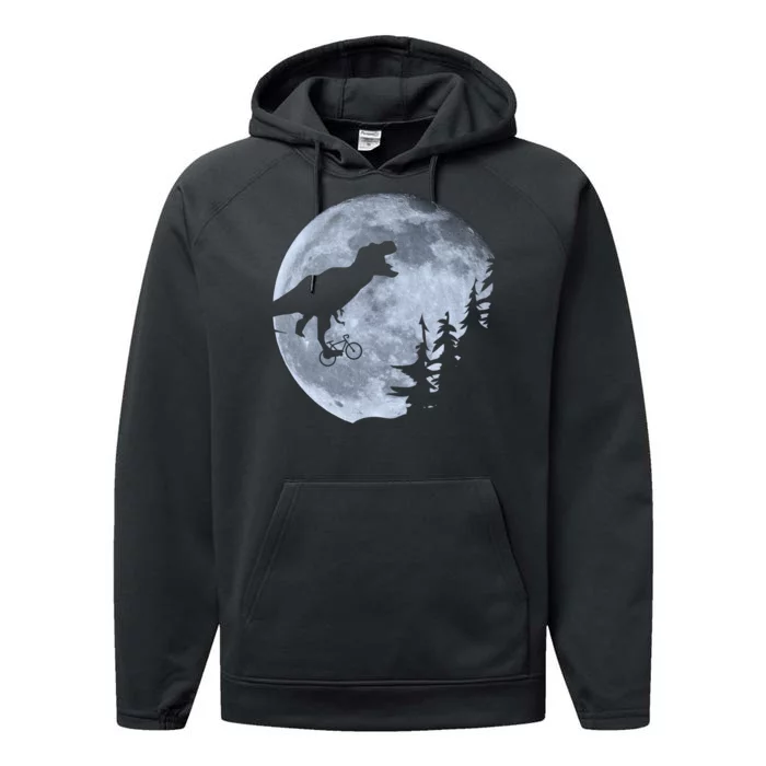 T-Rex Riding To The Moon Performance Fleece Hoodie