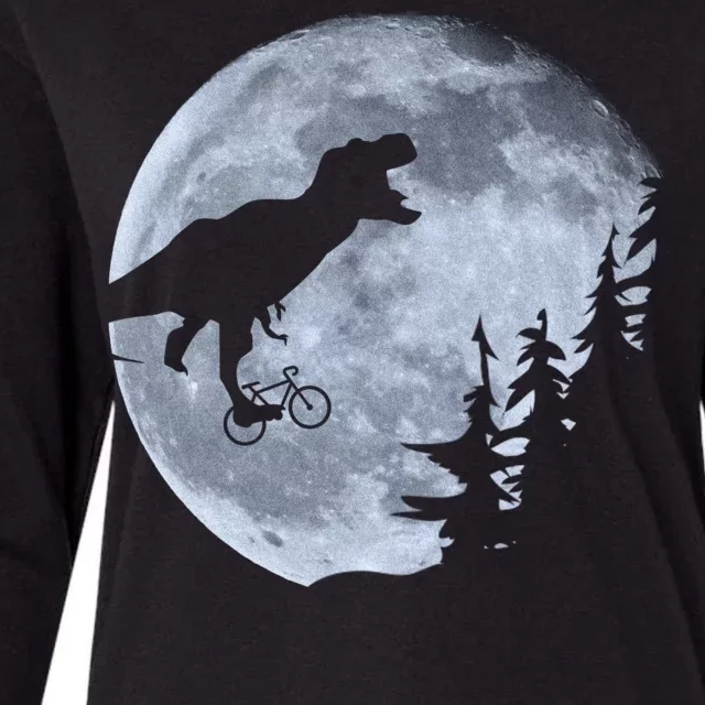 T-Rex Riding To The Moon Womens Cotton Relaxed Long Sleeve T-Shirt