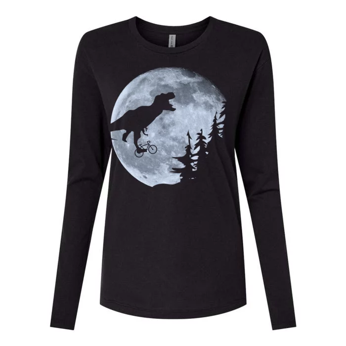 T-Rex Riding To The Moon Womens Cotton Relaxed Long Sleeve T-Shirt