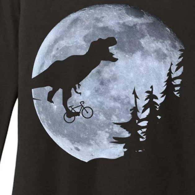 T-Rex Riding To The Moon Womens CVC Long Sleeve Shirt