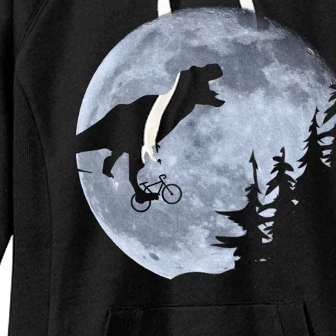 T-Rex Riding To The Moon Women's Fleece Hoodie