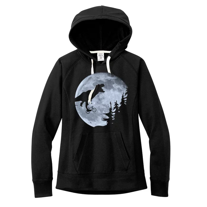 T-Rex Riding To The Moon Women's Fleece Hoodie