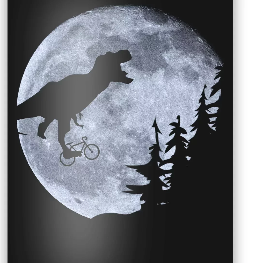 T-Rex Riding To The Moon Poster