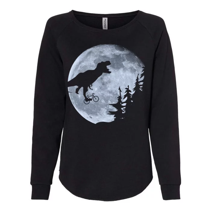 T-Rex Riding To The Moon Womens California Wash Sweatshirt