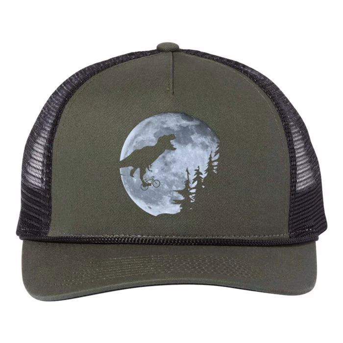 T-Rex Riding To The Moon Retro Rope Trucker Hat Cap